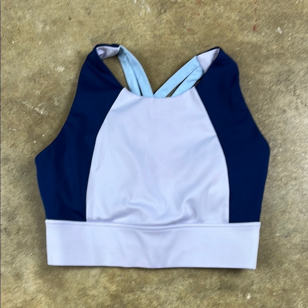 Zelos Blue and Lavender Sports Bra
Size: Small